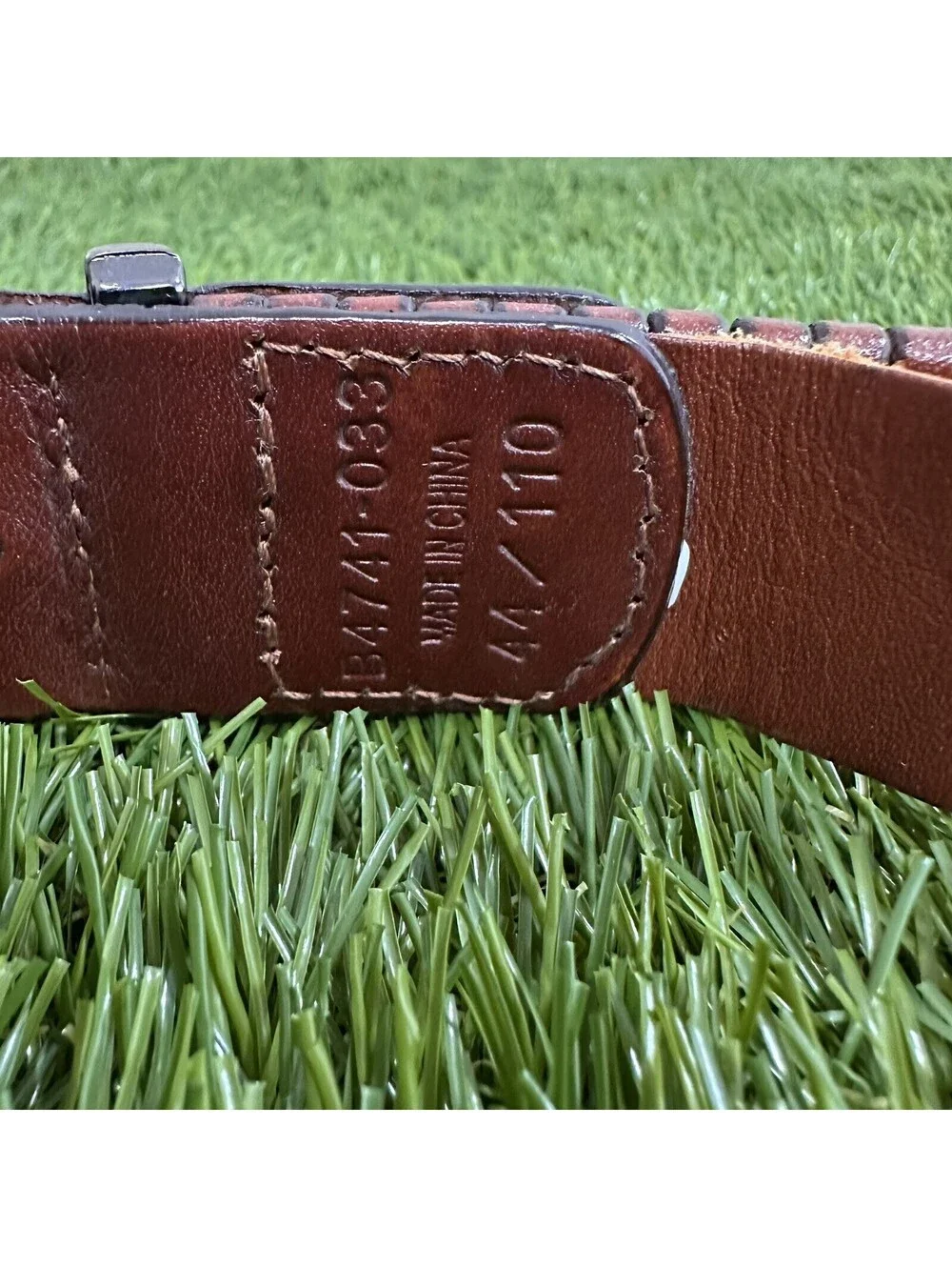 Tommy Bahama Brown Braided Leather Belt Brass Buckle Men's Size 44